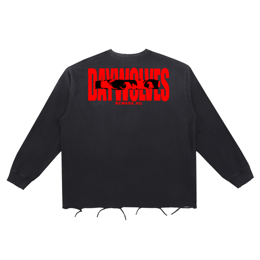International DAYWOLVES Long Sleeve Distress Cotton T-Shirt