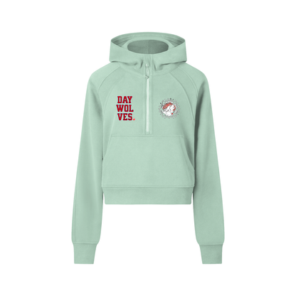 With Flowers Cropped Half-Zip Hoodie