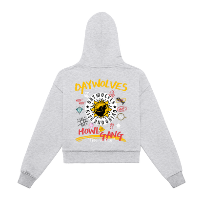 Fleeced Zip-Up Cropped Hoodie
