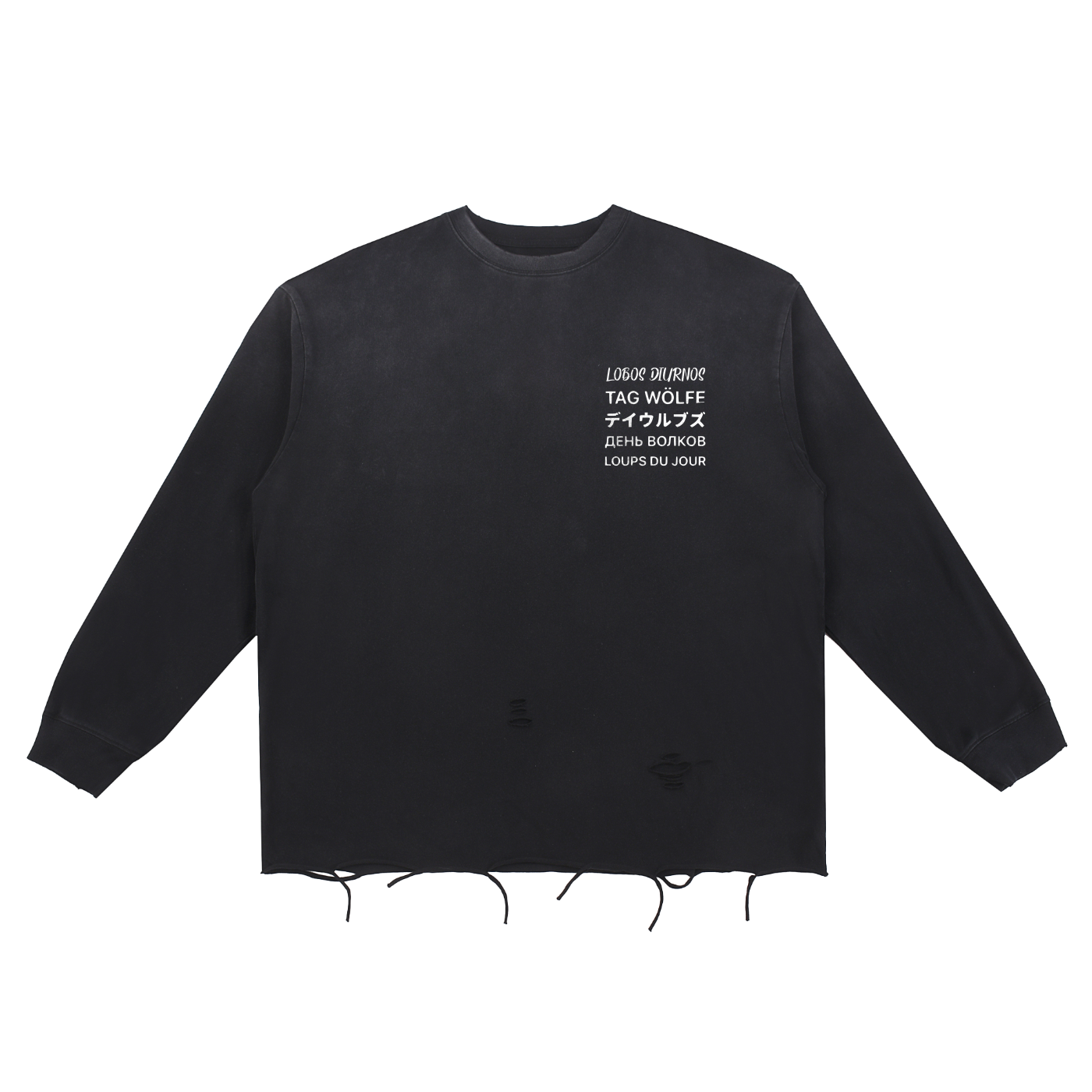 International DAYWOLVES Long Sleeve Distress Cotton T-Shirt