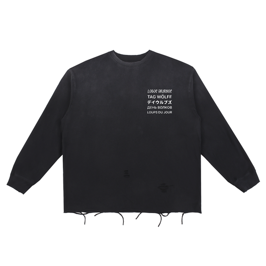 International DAYWOLVES Long Sleeve Distress Cotton T-Shirt