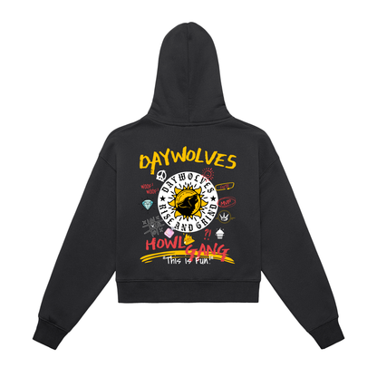 Fleeced Zip-Up Cropped Hoodie